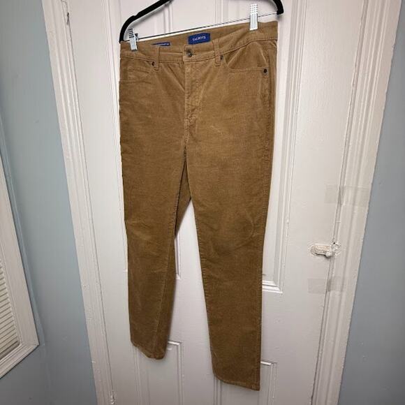Talbots Brown Corduroy Pants Womens 8P Preppy Straight Leg Mid Rise Stretch - Picture 1 of 9